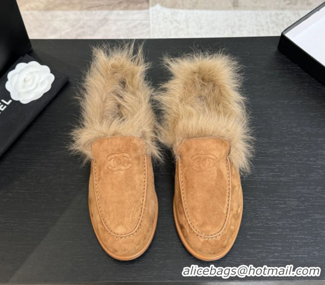 Big Discount Chanel Suede & Shearling Loafers Brown 2025 G46534 1104060