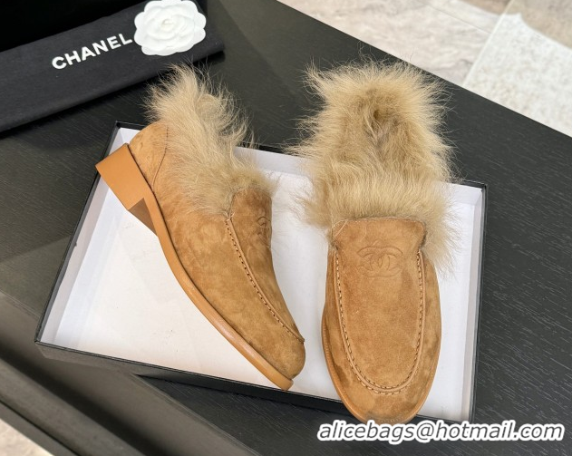 Big Discount Chanel Suede & Shearling Loafers Brown 2025 G46534 1104060