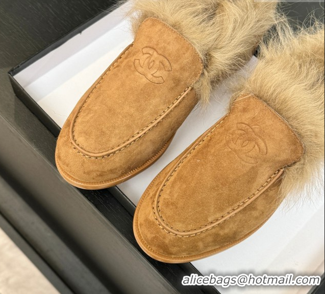 Big Discount Chanel Suede & Shearling Loafers Brown 2025 G46534 1104060
