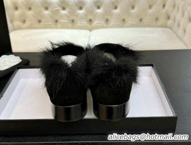 Grade Quality Chanel Suede & Shearling Loafers Black 2025 G46534 1104062