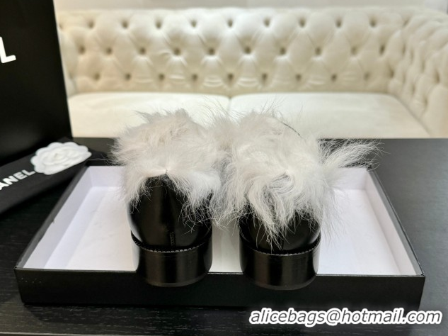 Good Product Chanel Shiny Crumpled Lambskin & Shearling Loafers Black/White G46534 1104063
