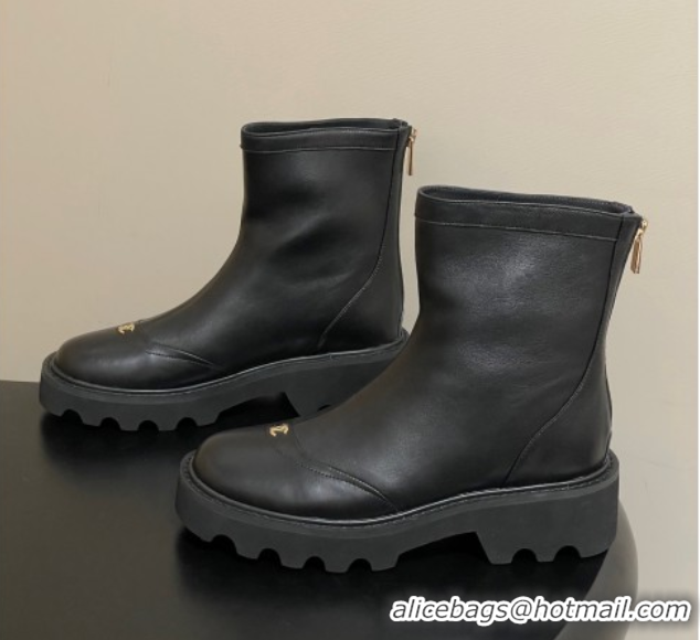 Good Quality Chanel Calfskin Leather Platform Ankle Boots Black 2025 CH110404 1104066