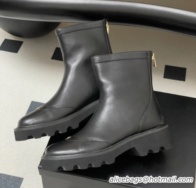 Good Quality Chanel Calfskin Leather Platform Ankle Boots Black 2025 CH110404 1104066