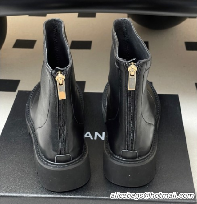 Good Quality Chanel Calfskin Leather Platform Ankle Boots Black 2025 CH110404 1104066