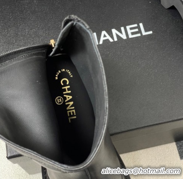 Good Quality Chanel Calfskin Leather Platform Ankle Boots Black 2025 CH110404 1104066
