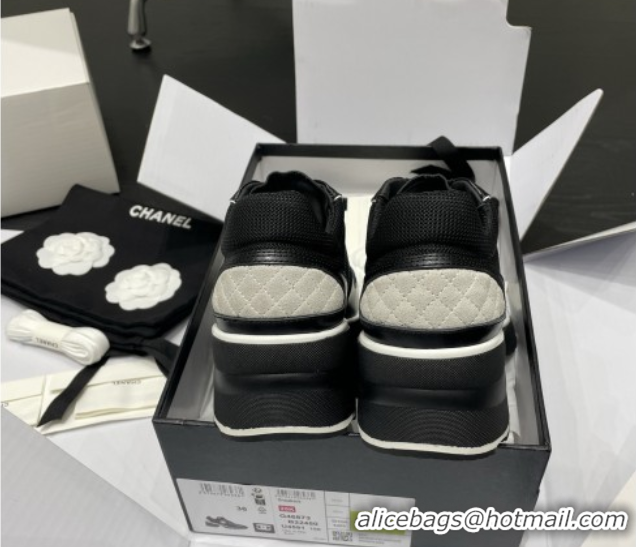 Good Quality Chanel Trainers/Senakers in Mixed Fibers, Shiny Calfskin & Suede Calfskin G46871 Black 5111101