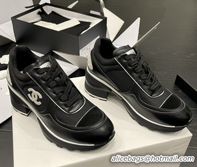 Good Quality Chanel Trainers/Senakers in Mixed Fibers, Shiny Calfskin & Suede Calfskin G46871 Black 5111101