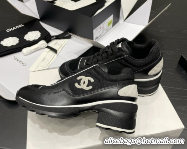 Good Quality Chanel Trainers/Senakers in Mixed Fibers, Shiny Calfskin & Suede Calfskin G46871 Black 5111101