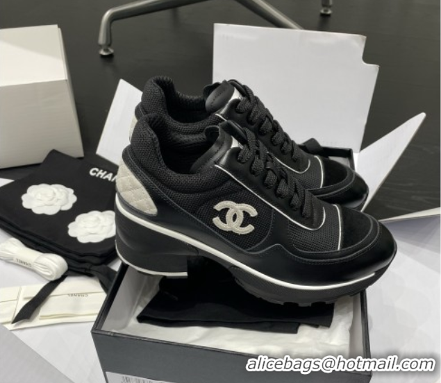 Good Quality Chanel Trainers/Senakers in Mixed Fibers, Shiny Calfskin & Suede Calfskin G46871 Black 5111101