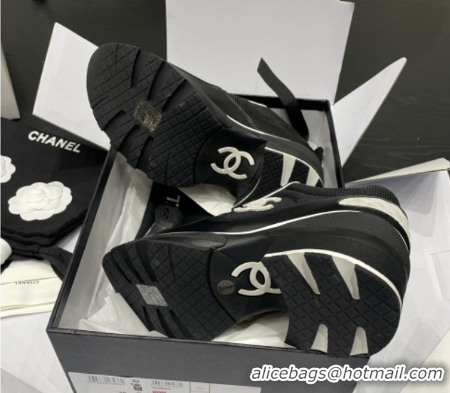 Good Quality Chanel Trainers/Senakers in Mixed Fibers, Shiny Calfskin & Suede Calfskin G46871 Black 5111101