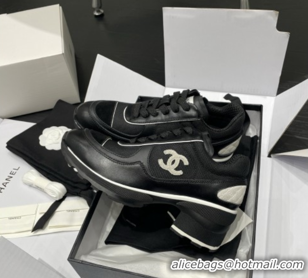 Good Quality Chanel Trainers/Senakers in Mixed Fibers, Shiny Calfskin & Suede Calfskin G46871 Black 5111101
