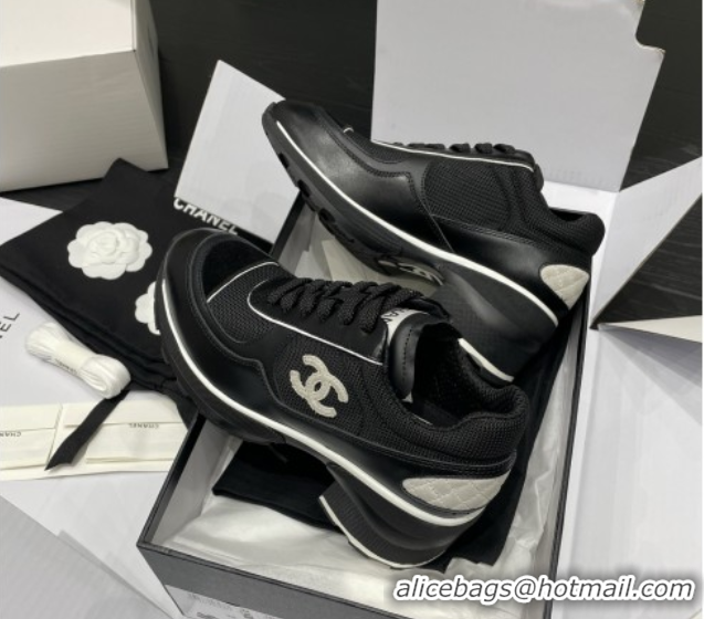 Good Quality Chanel Trainers/Senakers in Mixed Fibers, Shiny Calfskin & Suede Calfskin G46871 Black 5111101