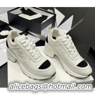 Pretty Style Chanel Trainers/Senakers in Mixed Fibers, Shiny Calfskin & Suede Calfskin G46871 White 5111102