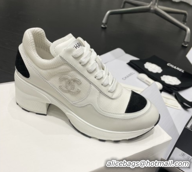 Pretty Style Chanel Trainers/Senakers in Mixed Fibers, Shiny Calfskin & Suede Calfskin G46871 White 5111102