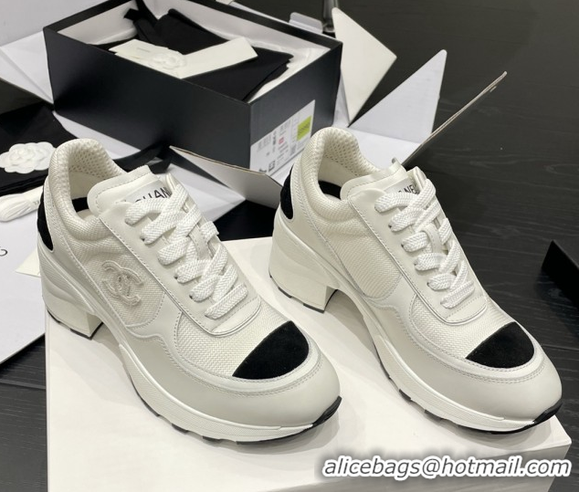Pretty Style Chanel Trainers/Senakers in Mixed Fibers, Shiny Calfskin & Suede Calfskin G46871 White 5111102