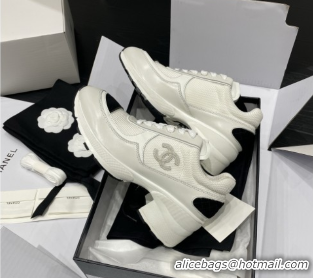 Pretty Style Chanel Trainers/Senakers in Mixed Fibers, Shiny Calfskin & Suede Calfskin G46871 White 5111102