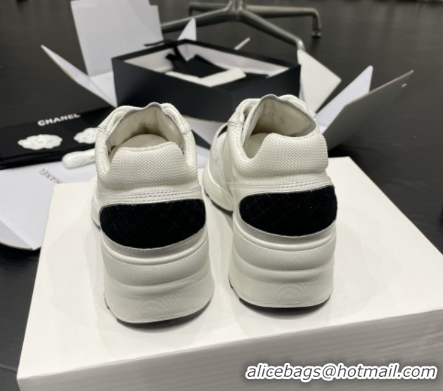 Pretty Style Chanel Trainers/Senakers in Mixed Fibers, Shiny Calfskin & Suede Calfskin G46871 White 5111102