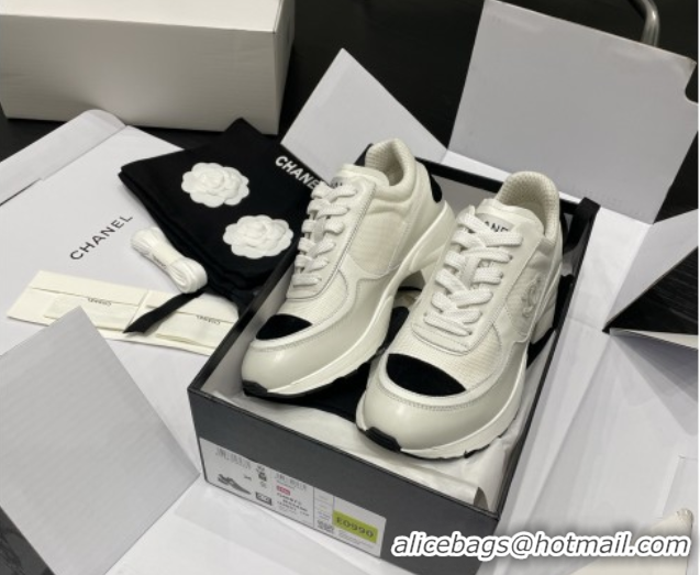 Pretty Style Chanel Trainers/Senakers in Mixed Fibers, Shiny Calfskin & Suede Calfskin G46871 White 5111102