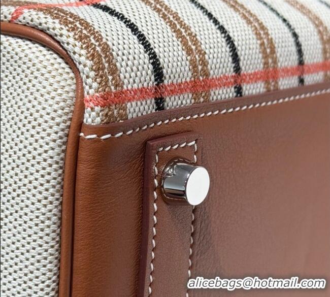 Promotional Hermes Mini Shoulder Birkin Bag 29cm in Canvas and Calfskin Leather H29 Mocha Brown 2025 (Half Handmade)