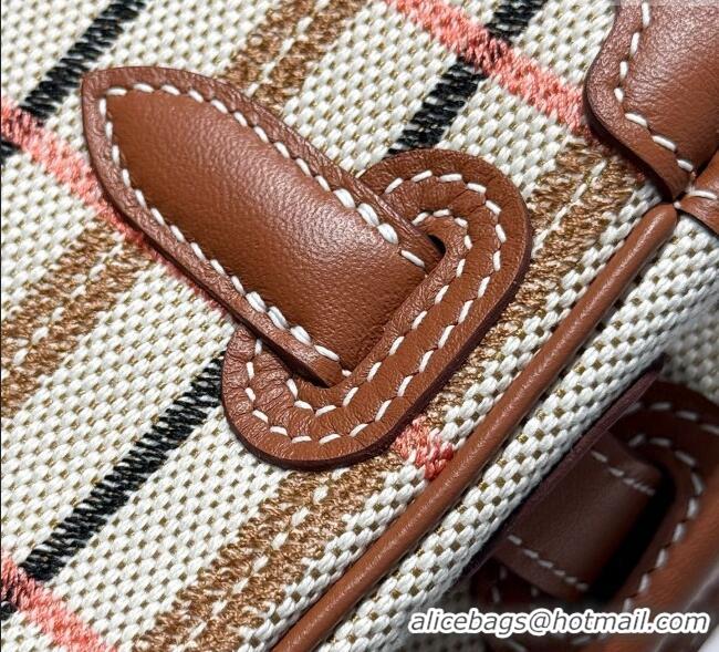 Promotional Hermes Mini Shoulder Birkin Bag 29cm in Canvas and Calfskin Leather H29 Mocha Brown 2025 (Half Handmade)