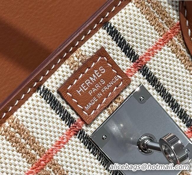 Promotional Hermes Mini Shoulder Birkin Bag 29cm in Canvas and Calfskin Leather H29 Mocha Brown 2025 (Half Handmade)