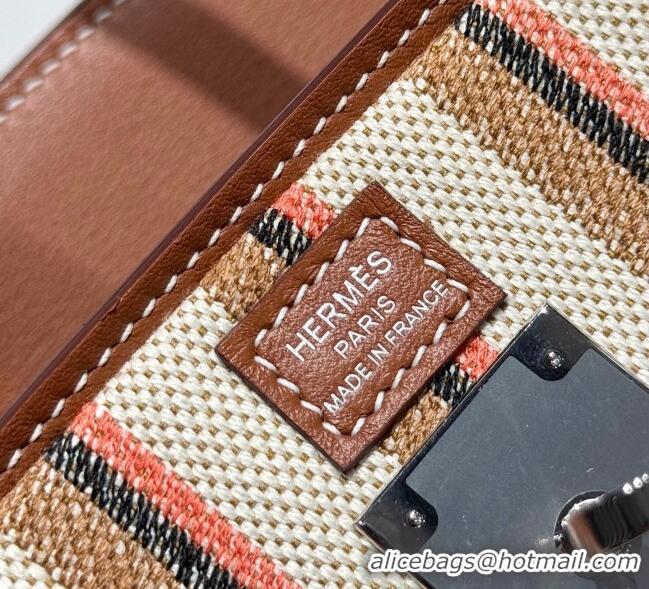 Discount Hermes Mini Shoulder Birkin Bag 29cm in Canvas and Calfskin Leather H29 Mocha Brown 2025 (Half Handmade)