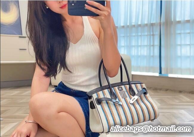 Top Design Hermes Mini Shoulder Birkin Bag 29cm in Canvas and Calfskin Leather H29 Black/Silver 2025 (Half Handmade)