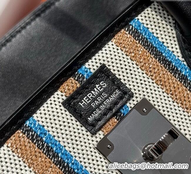 Top Design Hermes Mini Shoulder Birkin Bag 29cm in Canvas and Calfskin Leather H29 Black/Silver 2025 (Half Handmade)