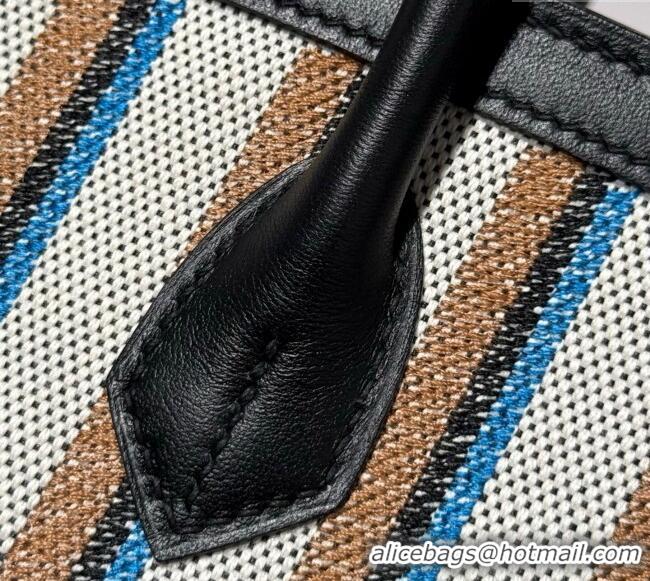 Top Design Hermes Mini Shoulder Birkin Bag 29cm in Canvas and Calfskin Leather H29 Black/Silver 2025 (Half Handmade)