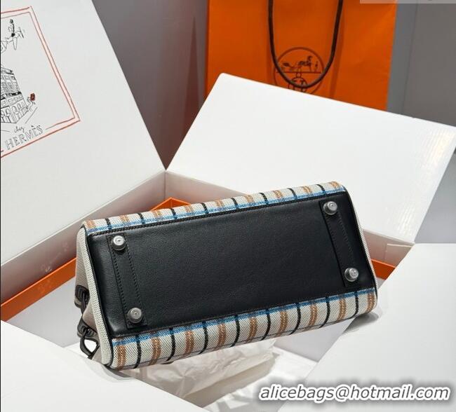 Famous Brand Hermes Mini Shoulder Birkin Bag 29cm in Canvas and Calfskin Leather H29 Black/Silver 2025 (Half Handmade)