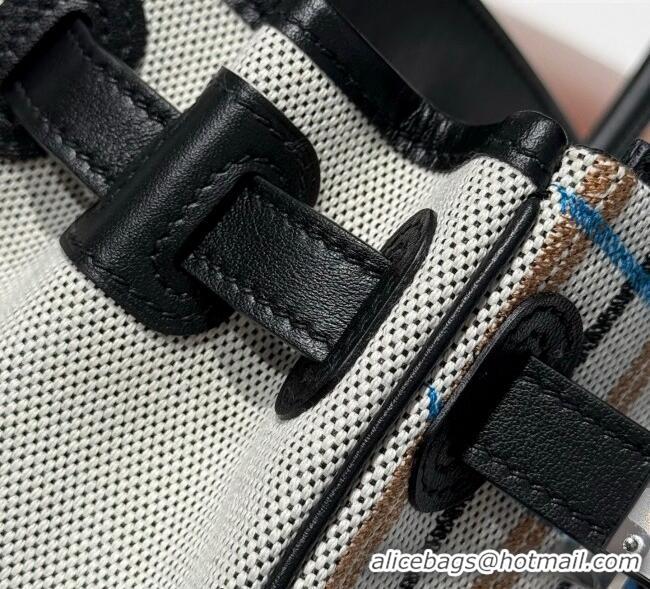 Famous Brand Hermes Mini Shoulder Birkin Bag 29cm in Canvas and Calfskin Leather H29 Black/Silver 2025 (Half Handmade)