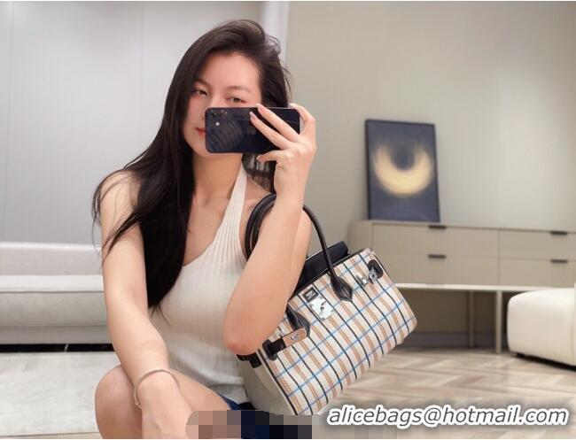 Famous Brand Hermes Mini Shoulder Birkin Bag 29cm in Canvas and Calfskin Leather H29 Black/Silver 2025 (Half Handmade)