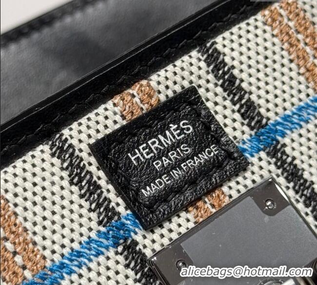 Famous Brand Hermes Mini Shoulder Birkin Bag 29cm in Canvas and Calfskin Leather H29 Black/Silver 2025 (Half Handmade)