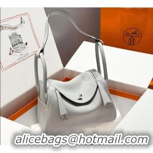 Grade Design Hermes Lindy Bag 26cm in Clemence Leather 2637 Grail Blue 2025 (Half Handmade)