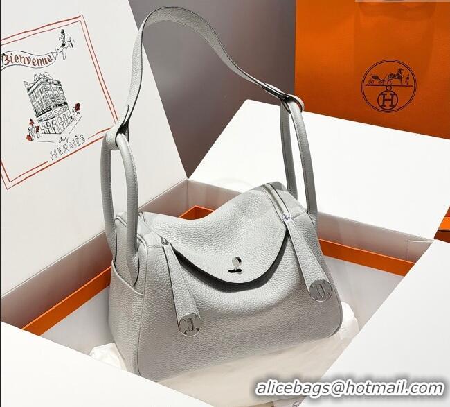 Grade Design Hermes Lindy Bag 26cm in Clemence Leather 2637 Grail Blue 2025 (Half Handmade)