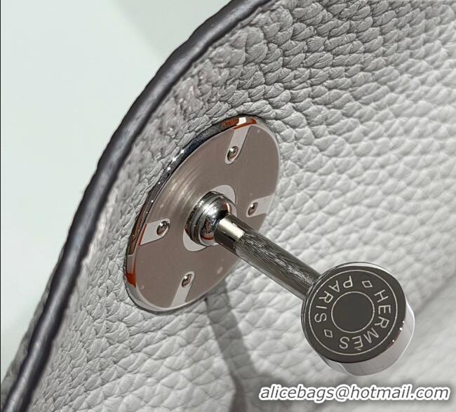 Grade Design Hermes Lindy Bag 26cm in Clemence Leather 2637 Grail Blue 2025 (Half Handmade)