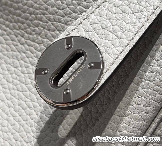 Grade Design Hermes Lindy Bag 26cm in Clemence Leather 2637 Grail Blue 2025 (Half Handmade)