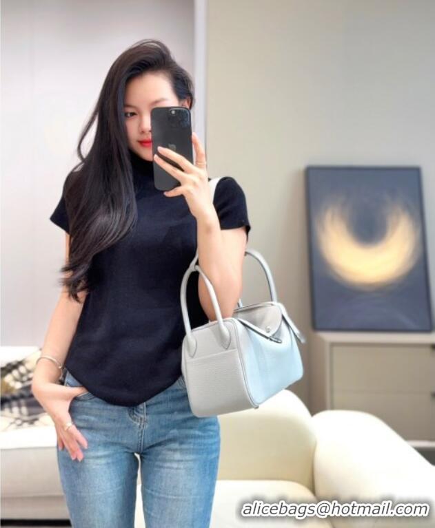 Grade Design Hermes Lindy Bag 26cm in Clemence Leather 2637 Grail Blue 2025 (Half Handmade)