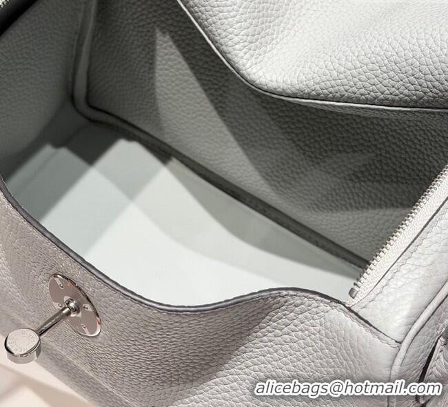 Grade Design Hermes Lindy Bag 26cm in Clemence Leather 2637 Grail Blue 2025 (Half Handmade)