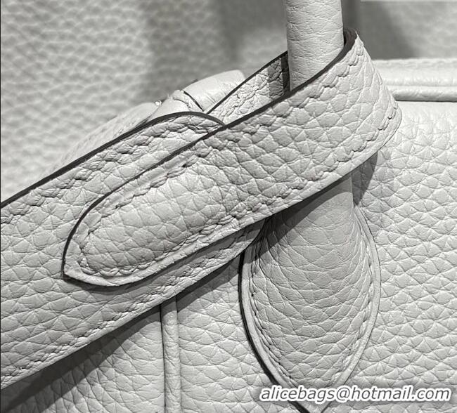 Grade Design Hermes Lindy Bag 26cm in Clemence Leather 2637 Grail Blue 2025 (Half Handmade)