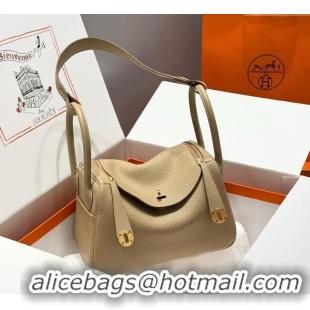 Buy Discount Grade Design Hermes Lindy Bag 26cm in Clemence Leather 2637 Coat Beige 2025 (Half Handmade)