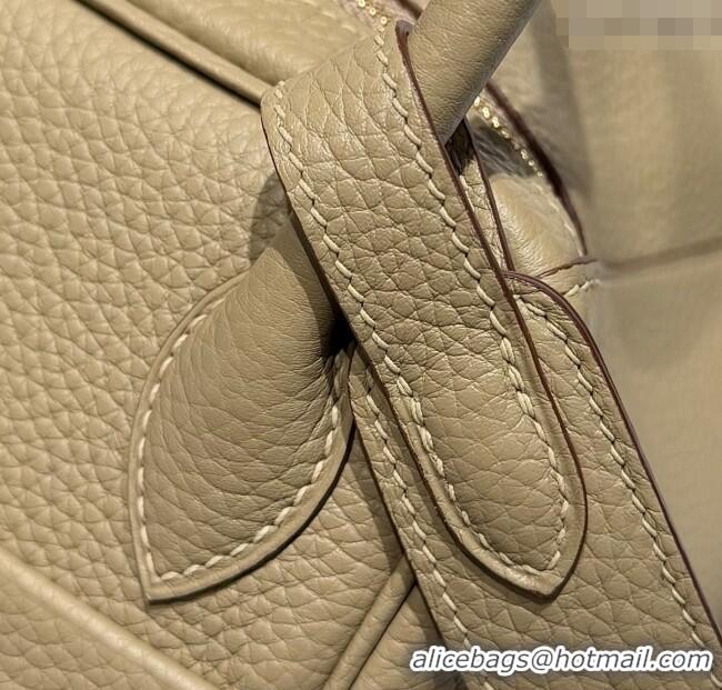 Buy Discount Grade Design Hermes Lindy Bag 26cm in Clemence Leather 2637 Coat Beige 2025 (Half Handmade)