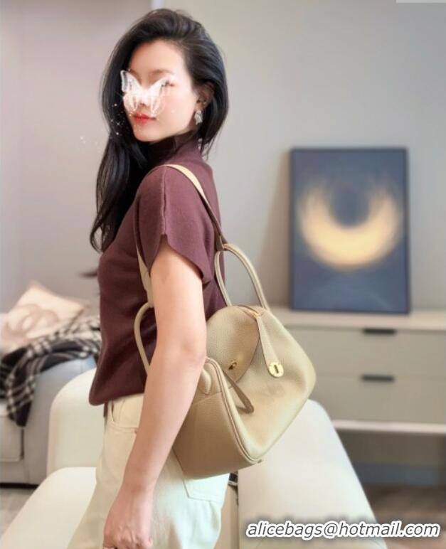 Buy Discount Grade Design Hermes Lindy Bag 26cm in Clemence Leather 2637 Coat Beige 2025 (Half Handmade)