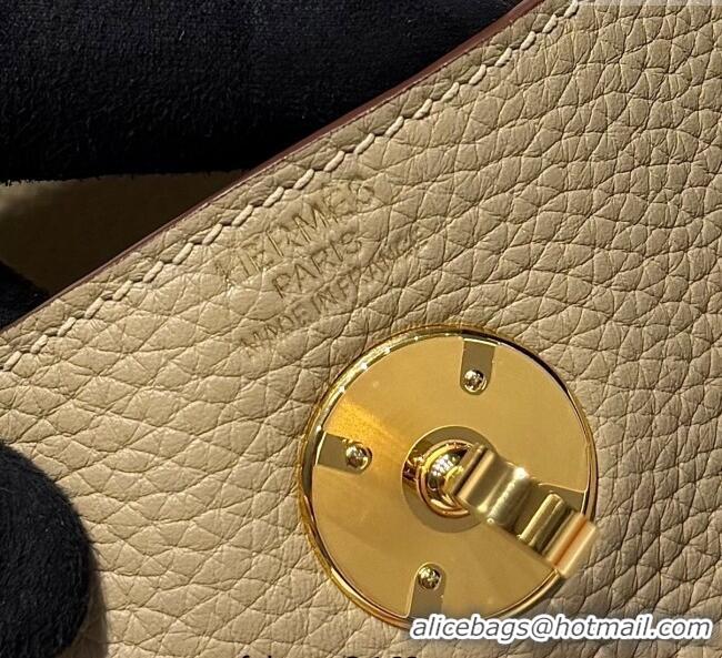 Buy Discount Grade Design Hermes Lindy Bag 26cm in Clemence Leather 2637 Coat Beige 2025 (Half Handmade)