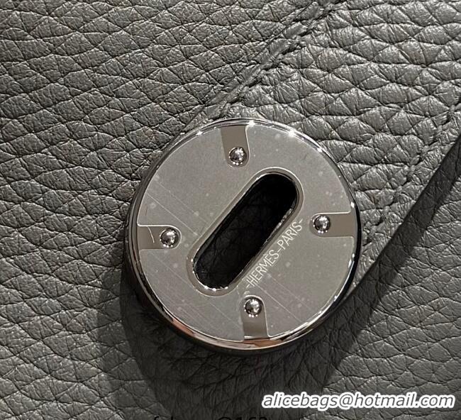 Super Quality Grade Design Hermes Lindy Bag 26cm in Clemence Leather 2637 Cloud Grey 2025 (Half Handmade)