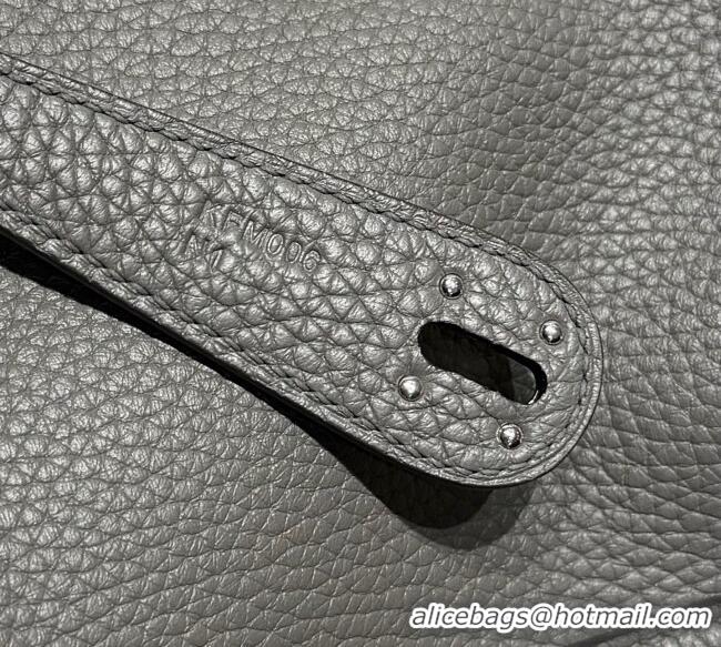 Super Quality Grade Design Hermes Lindy Bag 26cm in Clemence Leather 2637 Cloud Grey 2025 (Half Handmade)