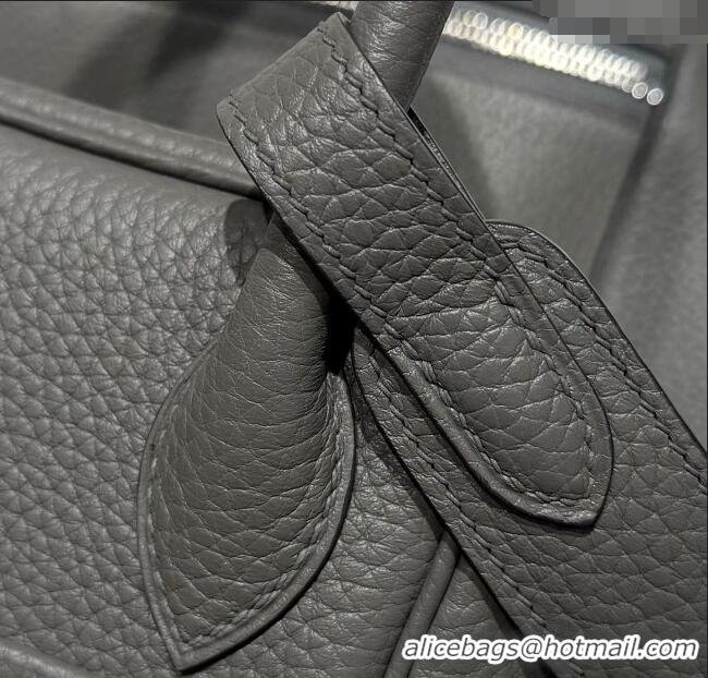 Super Quality Grade Design Hermes Lindy Bag 26cm in Clemence Leather 2637 Cloud Grey 2025 (Half Handmade)