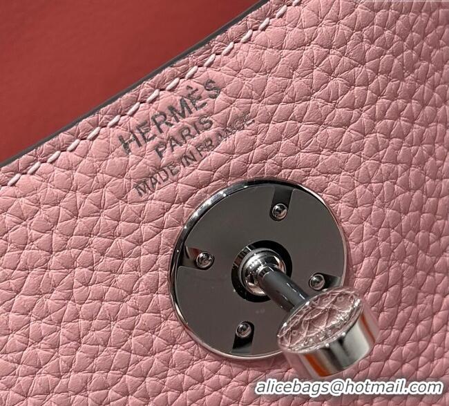 Grade Product Hermes Lindy Bag 26cm in Clemence Leather 2637 Cream Pink 2025 (Half Handmade)