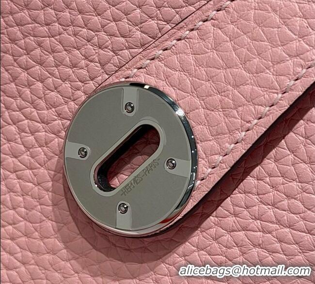 Grade Product Hermes Lindy Bag 26cm in Clemence Leather 2637 Cream Pink 2025 (Half Handmade)