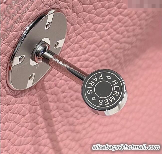Grade Product Hermes Lindy Bag 26cm in Clemence Leather 2637 Cream Pink 2025 (Half Handmade)